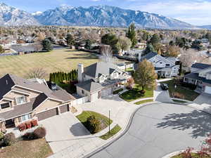 Birds eye view of property with a mountain view