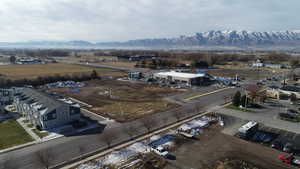 Bird's eye view with a mountain view