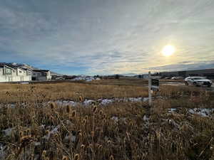 View of yard at dusk