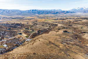 Aerial view featuring a mountain view