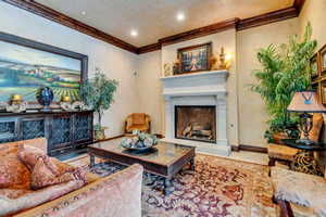 Living room with ornamental molding