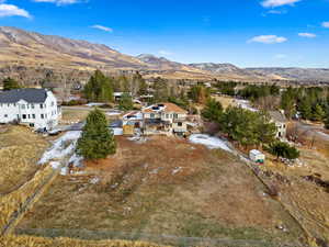 Drone / aerial view with a mountain view