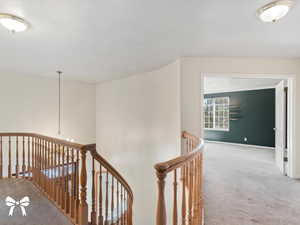 Hallway with carpet floors