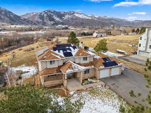 Aerial view featuring a mountain view