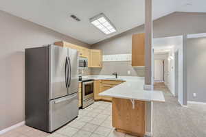 Kitchen with new quartz counters