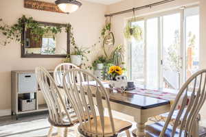 Dining space featuring light hardwood / wood-style floors