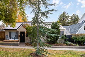 Front view of Accessory Dwelling Unit (ADU) private one bedroom cottage next door to home.