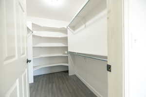 Master closet with tile floors