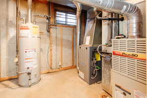 Utility room featuring water heater