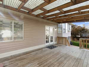 Wooden deck with french doors