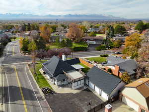 Drone / aerial view with a mountain view