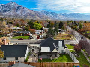 Aerial view featuring a mountain view