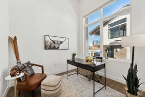 Office space featuring hardwood / wood-style flooring