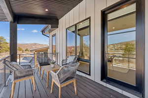 Balcony with a mountain view