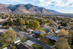 Aerial view featuring a mountain view