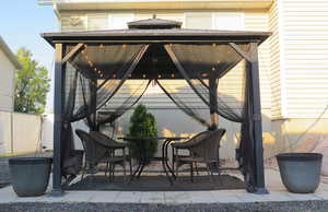 View of patio / terrace featuring a gazebo