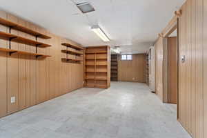 Basement with wood walls