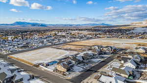 Drone / aerial view with a mountain view