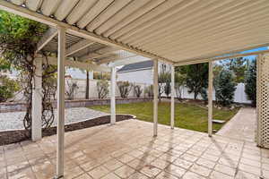 View of patio featuring a pergola