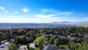 Aerial view featuring a mountain view