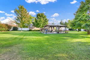 View of yard featuring a gazebo