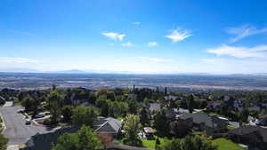 Aerial view featuring a mountain view