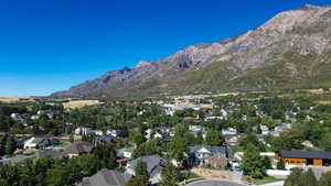 Aerial view featuring a mountain view