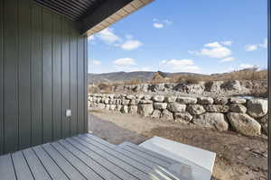 Wooden terrace with a mountain view