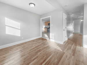 Unfurnished room featuring light hardwood / wood-style flooring