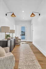 Living room featuring wood-type flooring