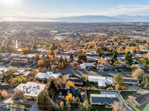 Aerial view featuring a mountain view