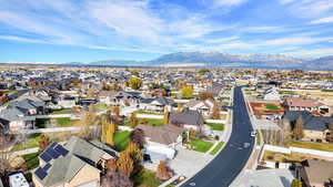 Drone / aerial view with a mountain view