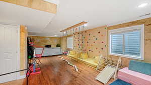 Recreation room featuring hardwood / wood-style floors