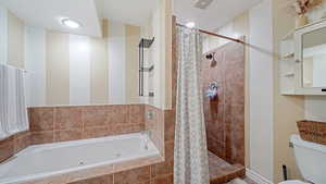 Bathroom with shower with separate bathtub and toilet