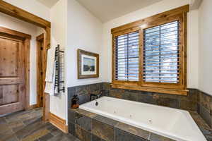 Bathroom with tiled tub