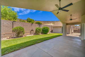 View of patio / terrace with ceiling fan