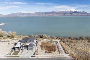 Water view with a mountain view