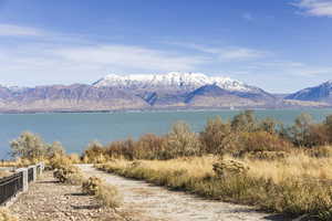 Water view with a mountain view