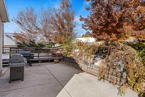 View of patio / terrace featuring grilling area and a deck