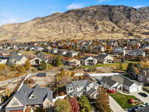 Aerial view featuring a mountain view