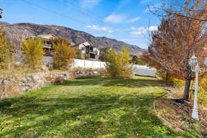 View of yard with a mountain view