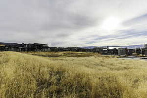 View of yard with a mountain view