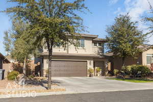 View of front of home with a garage