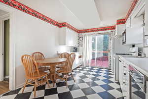 Dining area featuring sink