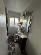 Bathroom featuring vanity and toilet