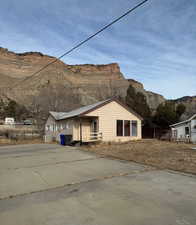 Exterior space featuring a mountain view