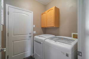 Laundry with cabinets and independent washer and dryer