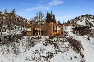 Exterior space featuring a mountain view