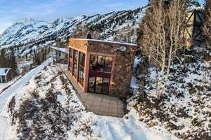 Exterior space featuring a mountain view