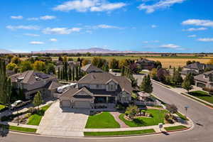 Aerial view with a mountain view